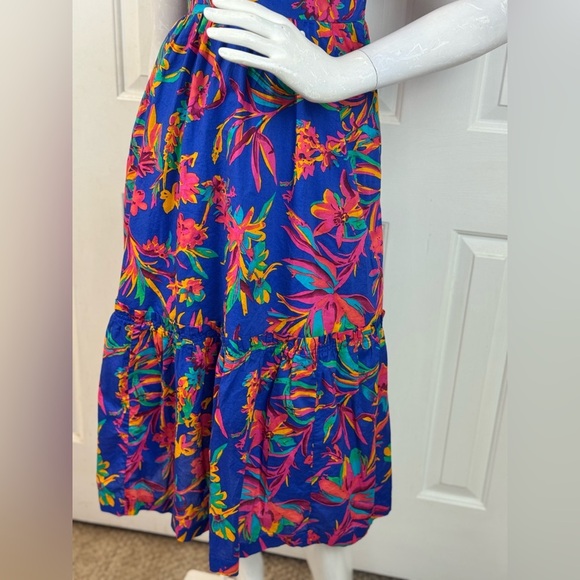 J. Crew Vibrant Floral Midi Dress With Side Pockets Size 00 - Picture 12 of 17